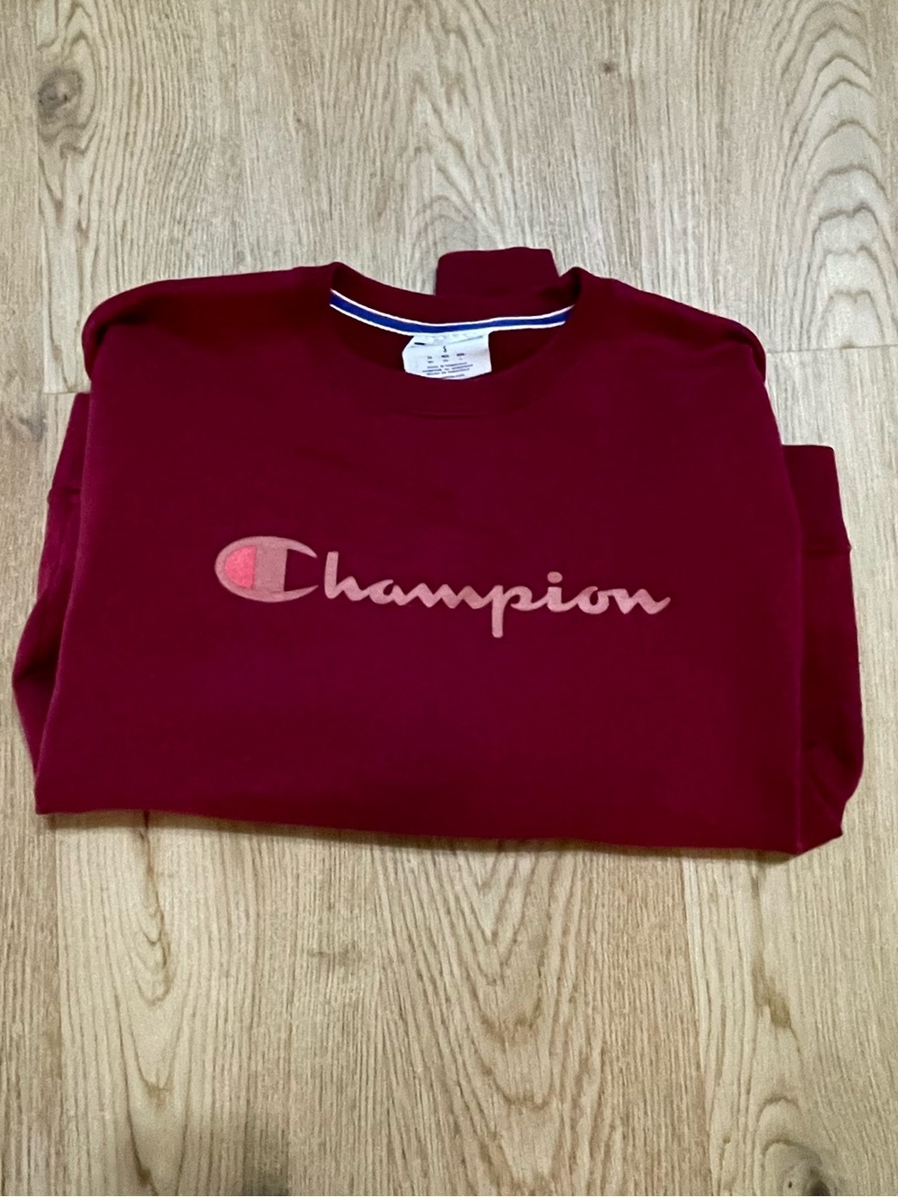 Champion Women's Burgundy Crewneck Sweatshirt with Script Logo